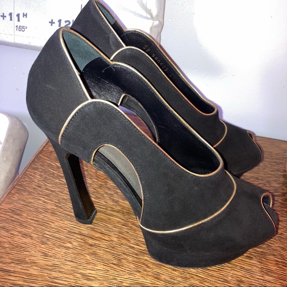 Black Suede Block Heels by Yves Saint Laurent main image 1